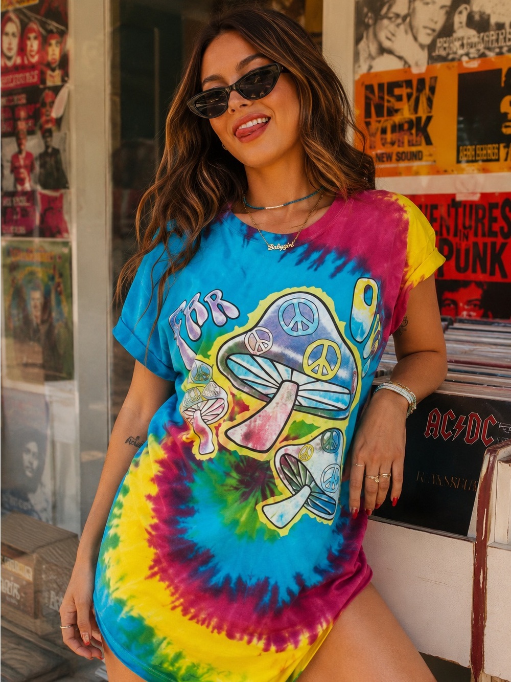 “Far Out” Shrooms Hipster Tie Dye Tee